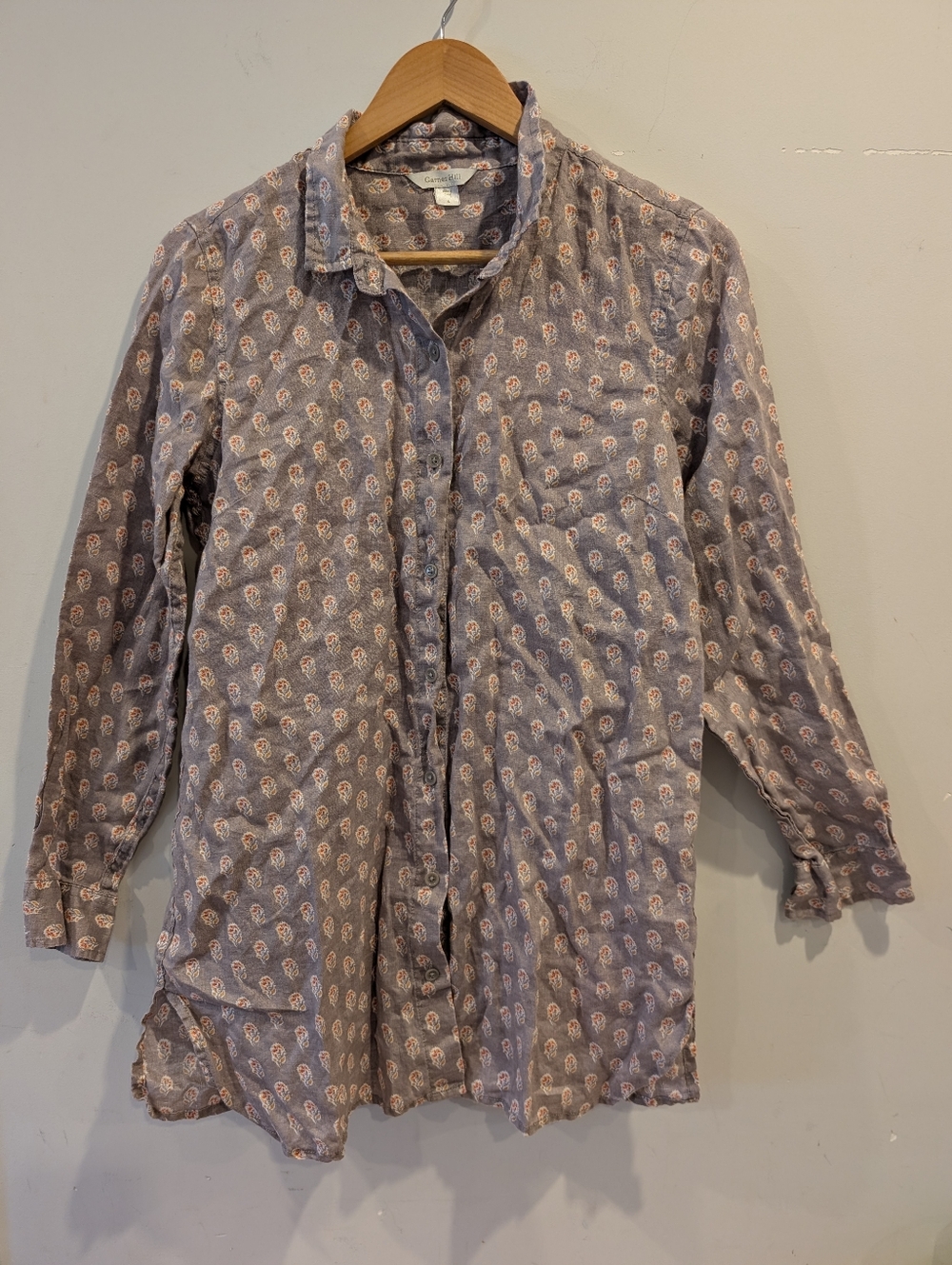 Garnet Hill Women's Linen Button Down S Spring Floral
